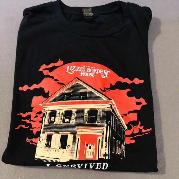 I Survived Lizzie Borden T-Shirt House Horror US Ghost Halloween Size 2XL UNISEX - Picture 4 of 13